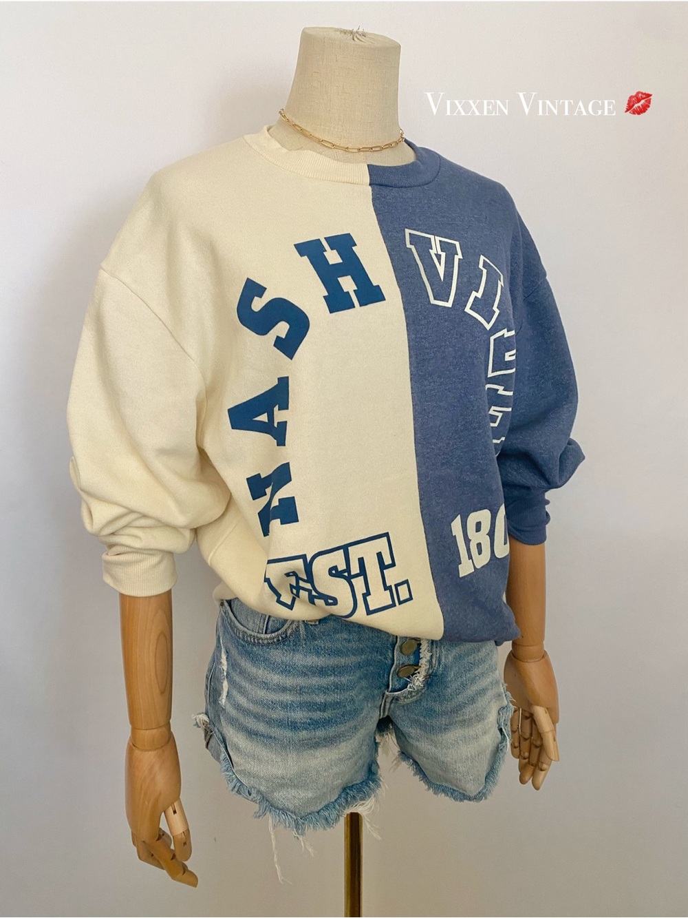 GOOD LAND SUPPLY CO. COLORBLOCK NASHVILLE, TEXAS FLEECE CREWNECK SWEATSHIRT
